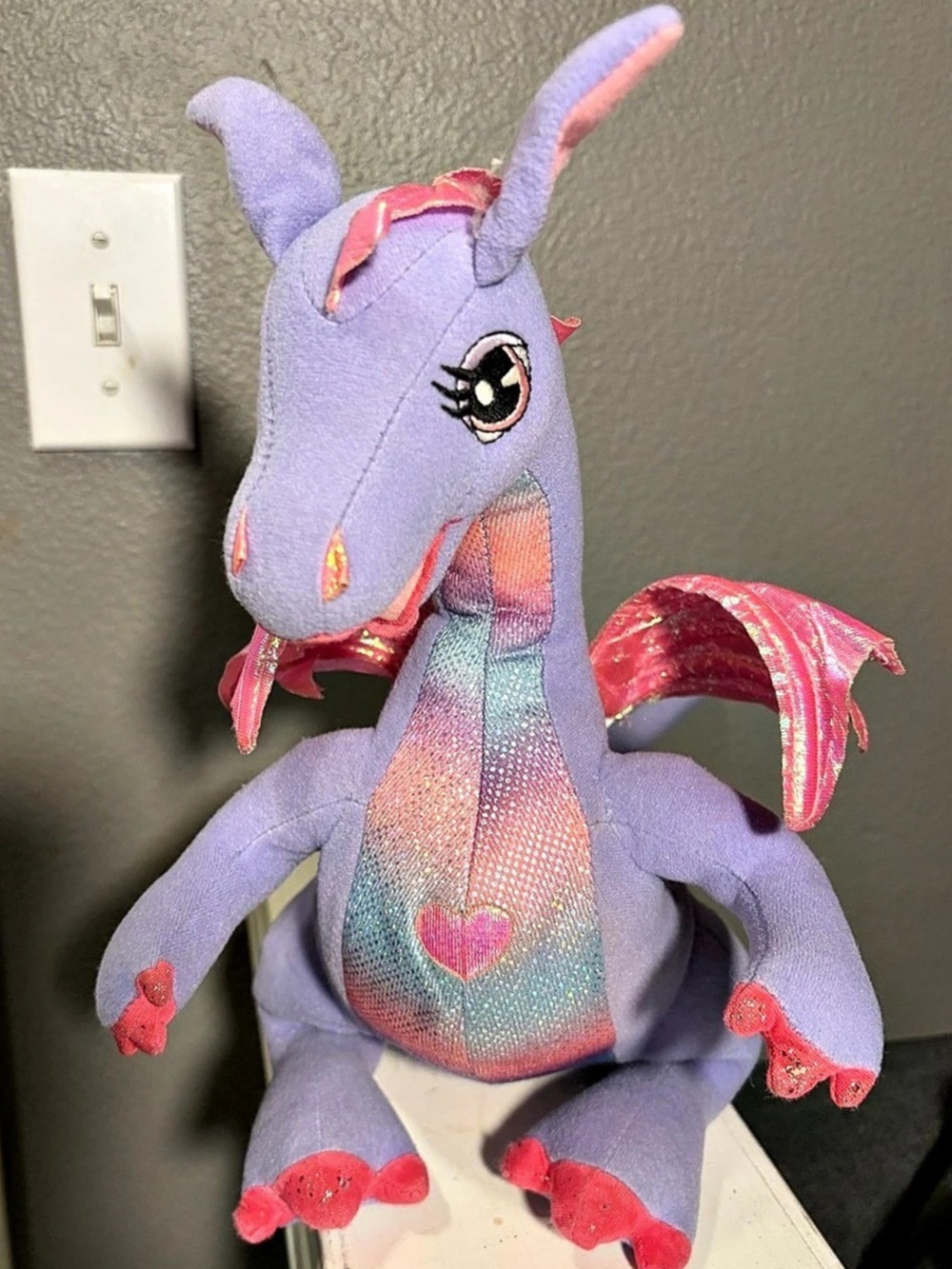 Vintage 2002 Barbie Rapunzel Penelope Talking Plush Dragon Mattel Works